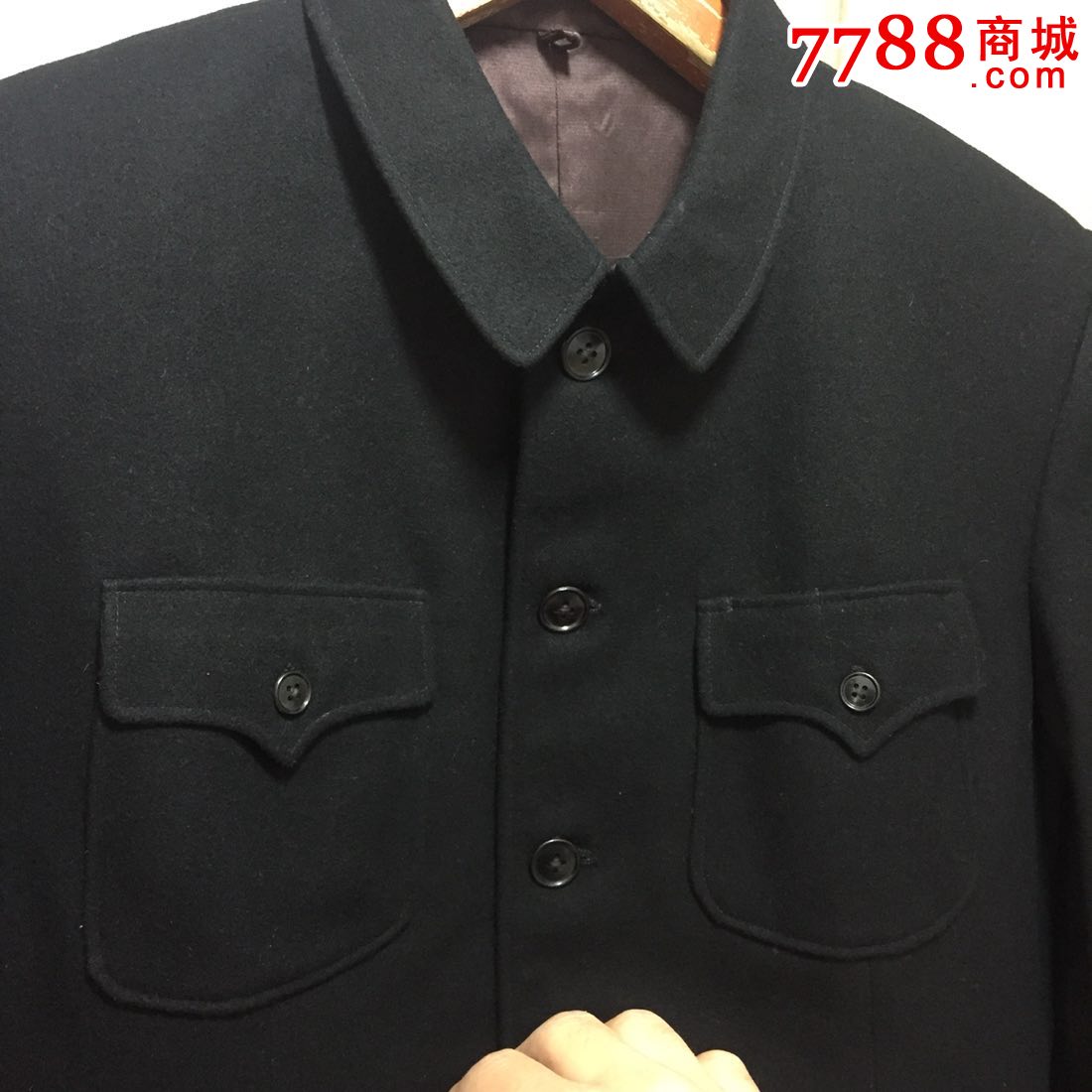 全新黑色呢子中山装