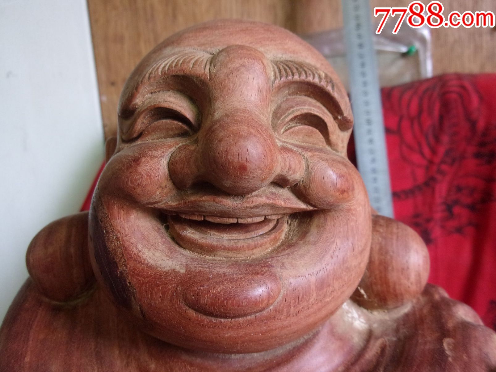 木原色缅甸花梨木木雕摆件弥勒佛雕像,重12斤,脸一地方有修补