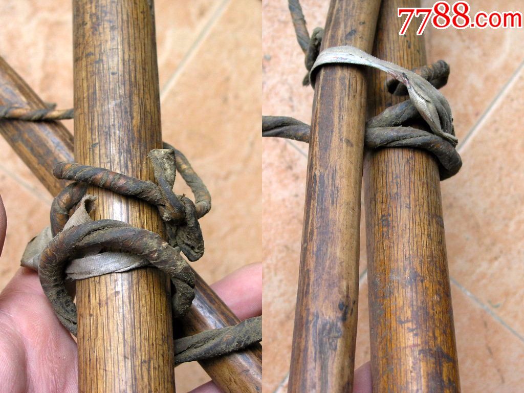 民俗木器收藏1704-边疆早期自制木匠钻孔工具二件套磨砺圆润