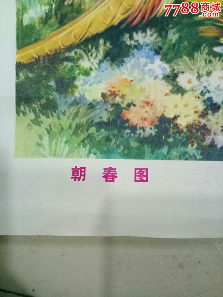 早期年画宣传画;80年一版二印《朝春图》