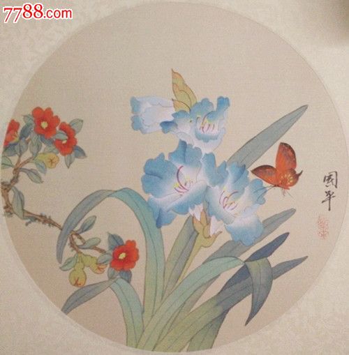 首页 零售 水粉/水彩原画 >> 兰花和蝶80年代老画花鸟工笔画原稿真迹