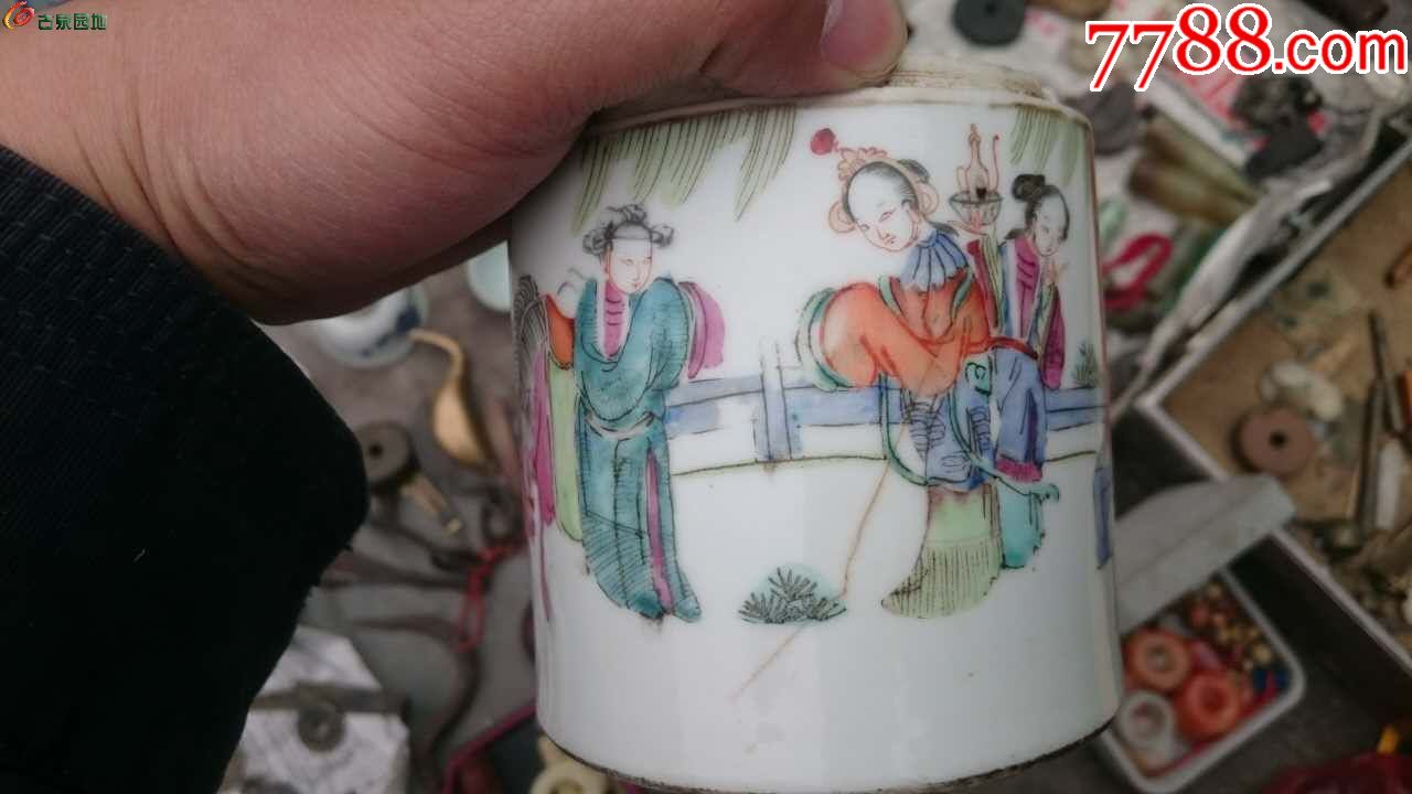 同治粉彩才子佳人茶叶罐