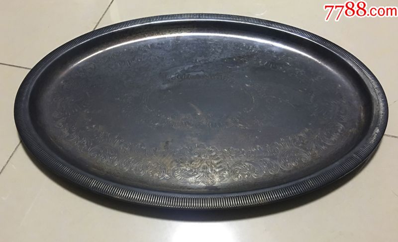 西洋老铜器铜镀银錾刻花卉纹大盘子镀银铜盘子【杂项收藏屋】_第3张