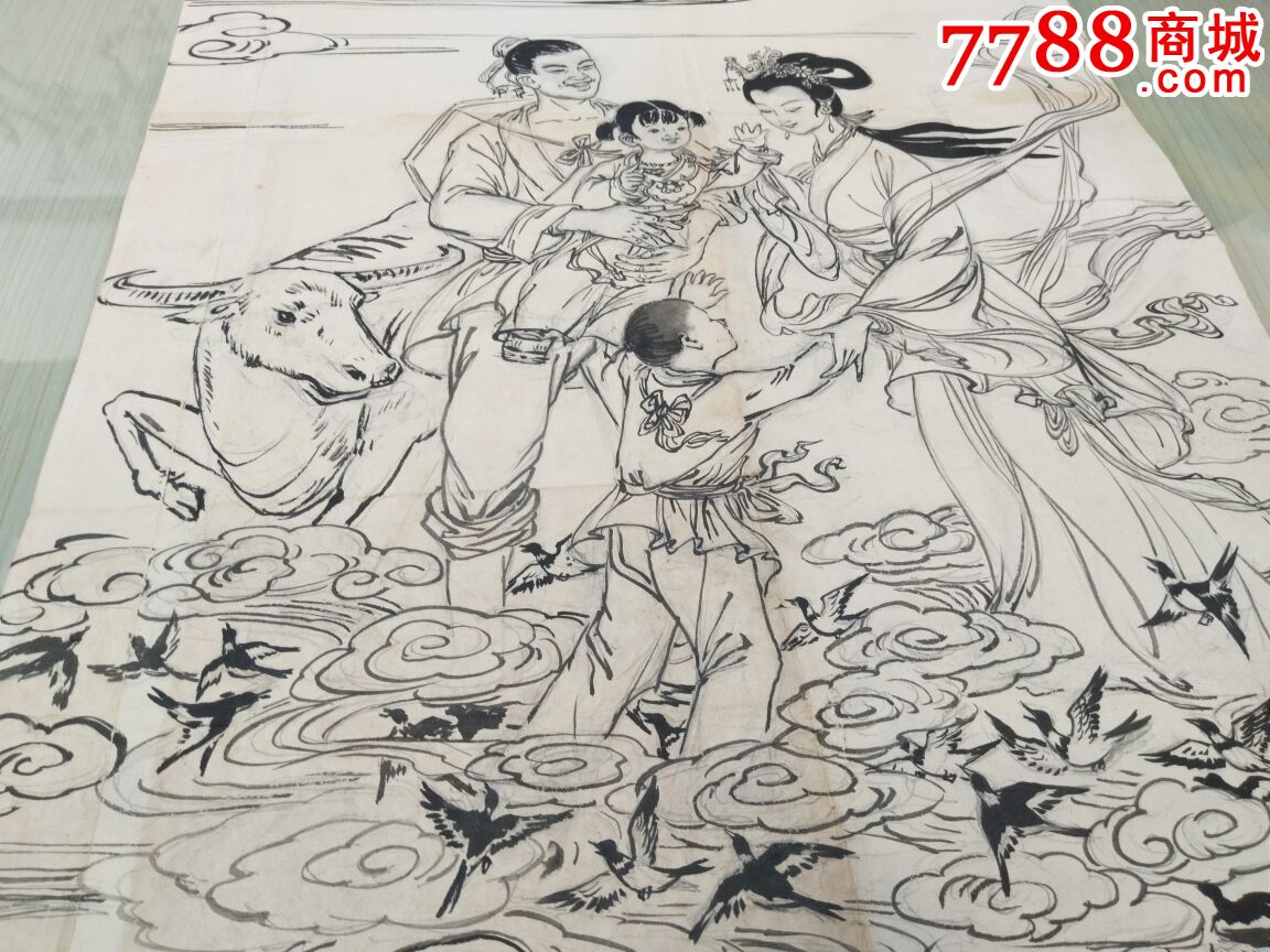 牛郎织女线描稿,大尺寸-se50963546-人物国画原作-零售-7788收藏