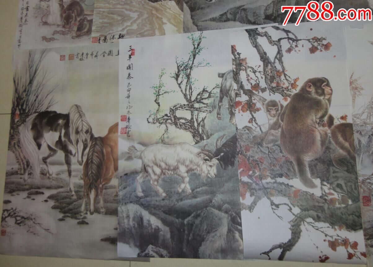 宣纸挂历画芯顾青蛟画十二生肖