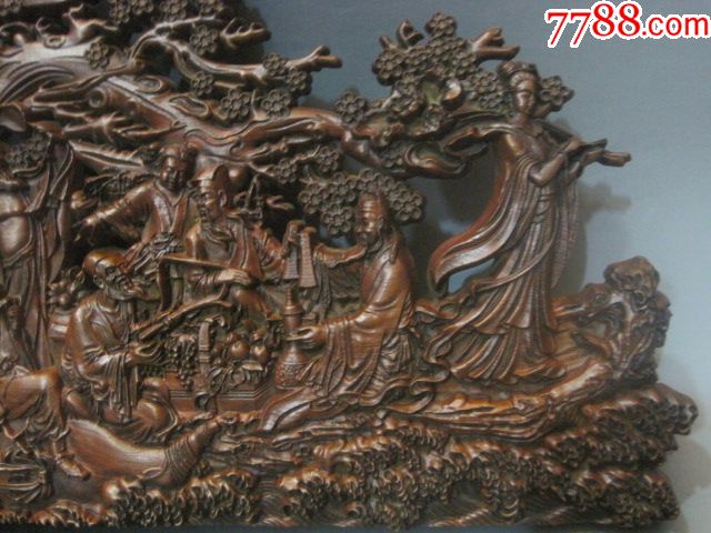古董古玩收藏品清代香樟木精雕八仙过海摆件尺寸27-17