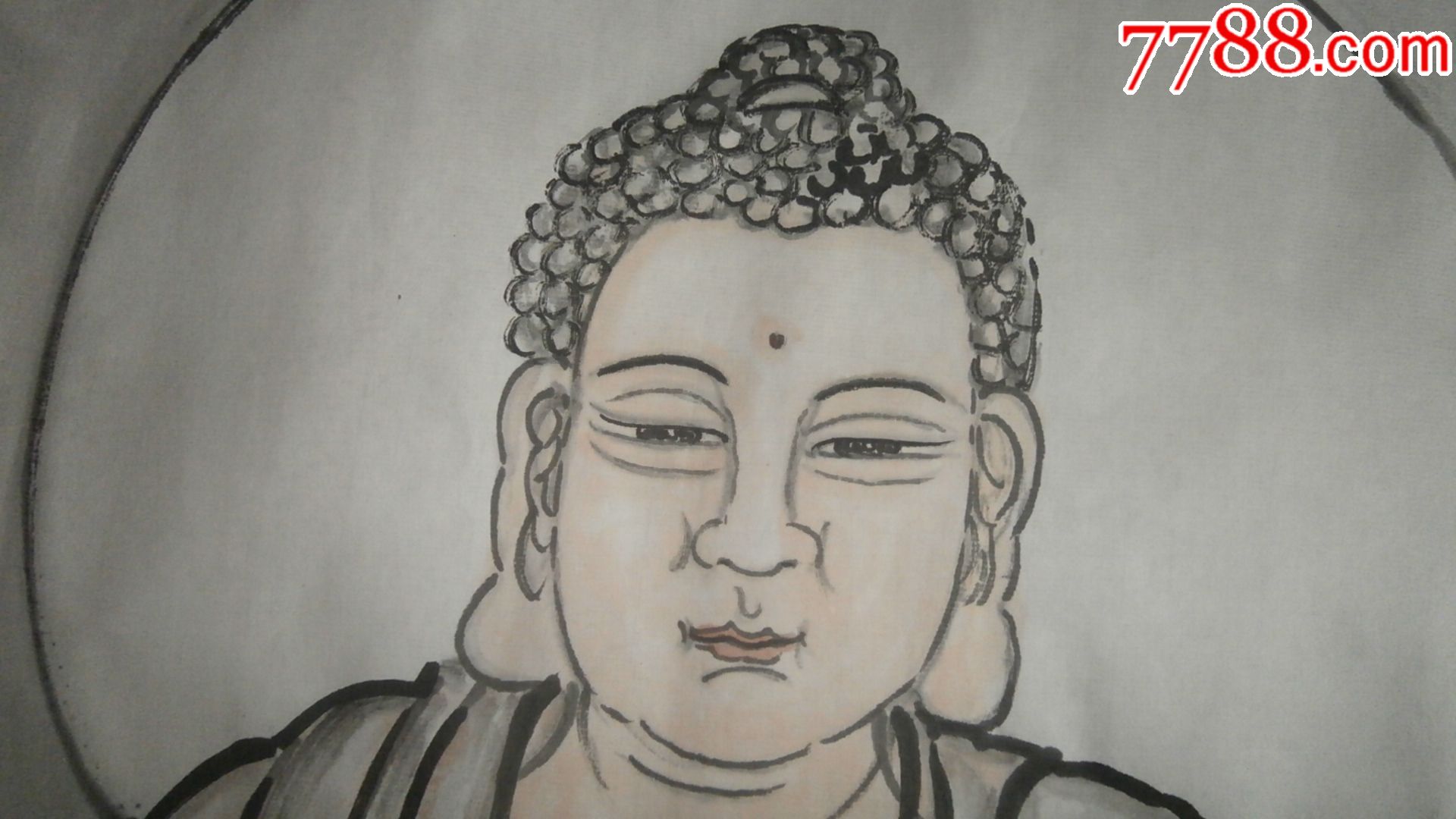 四尺横幅人物画国画佛像画西方三圣图,保证是纯手工画