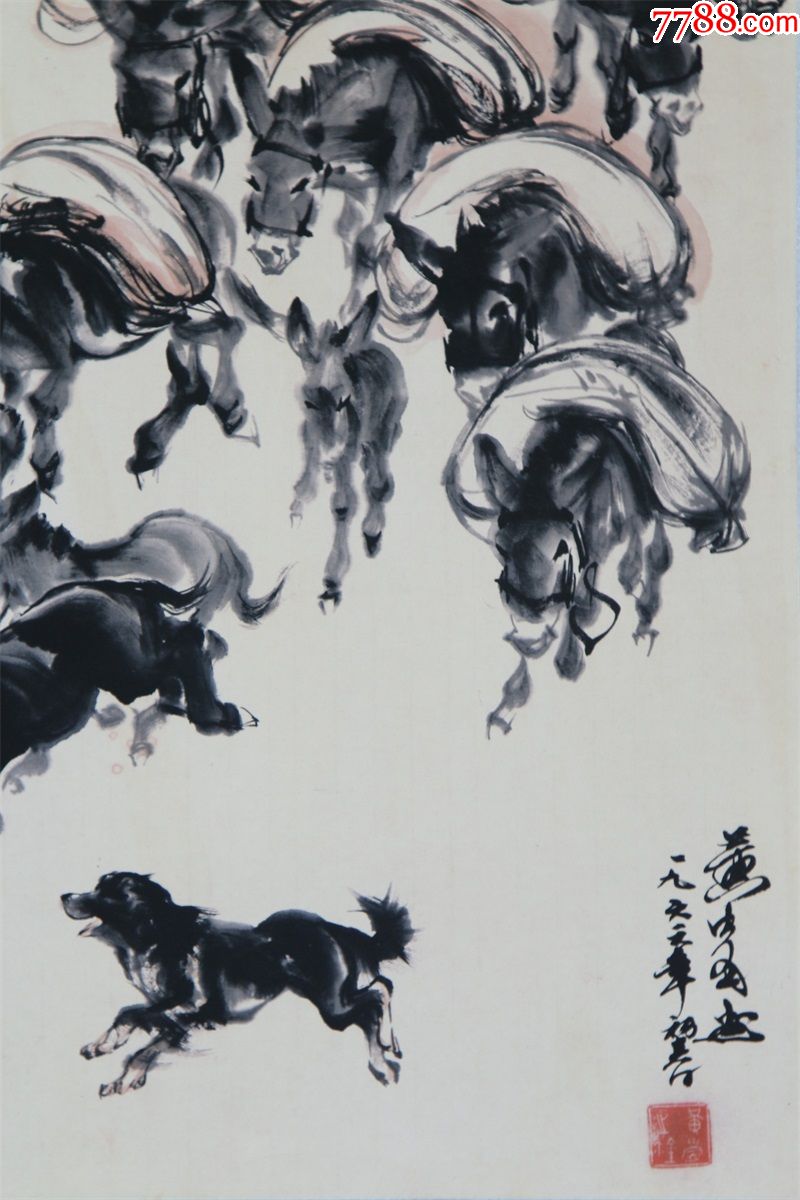 踏歌行黄胄近现代中堂画风景山水人物餐客厅玄关现代简约装饰画已装裱