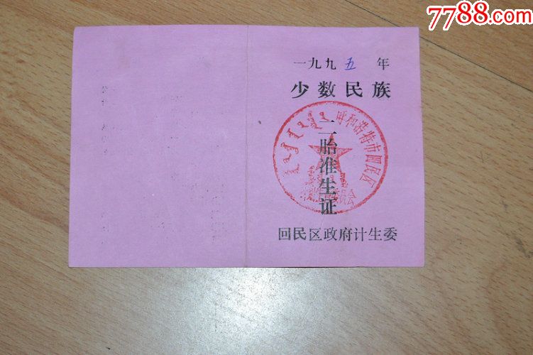 1995年少数民族二胎准生证