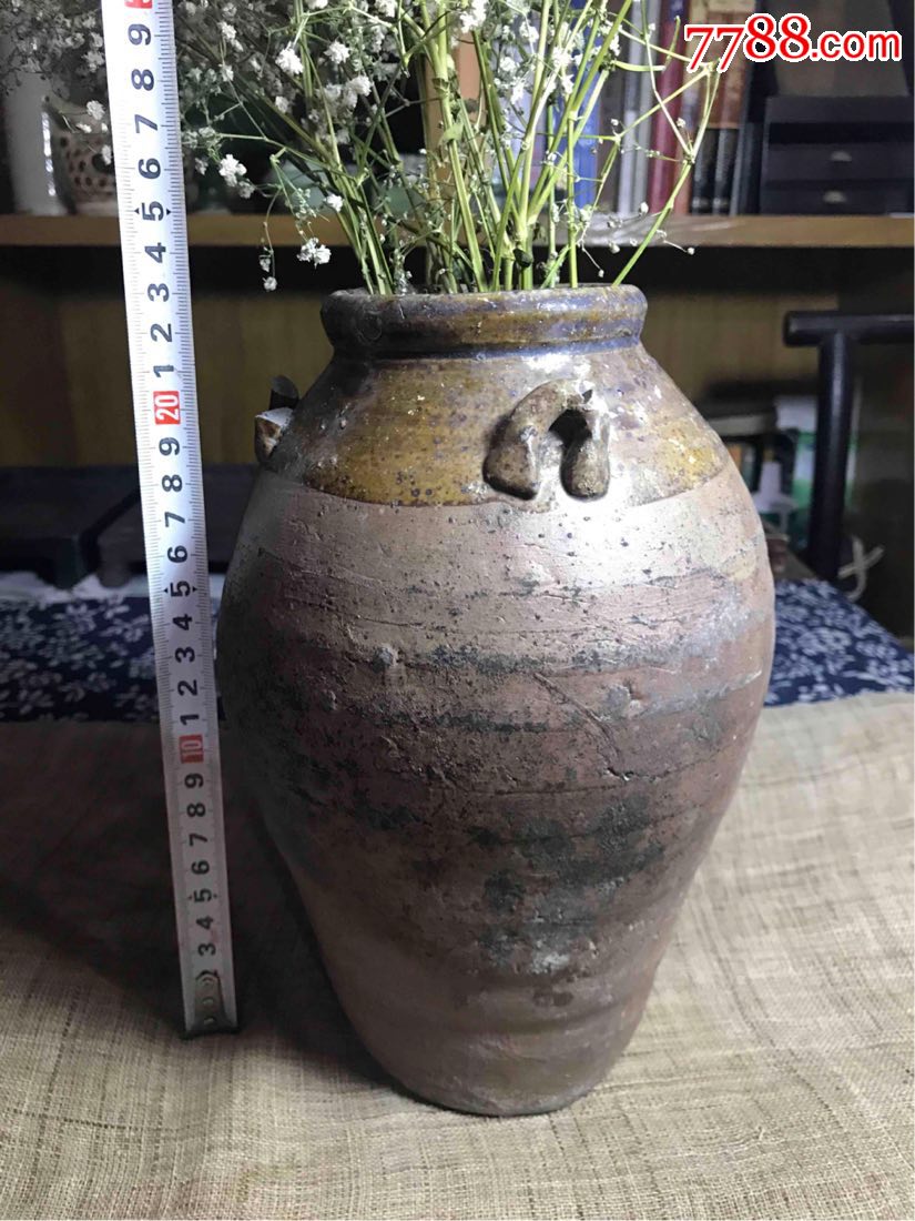 古董古玩收藏杂项清代陶罐陶器花瓶罐子_价格350.
