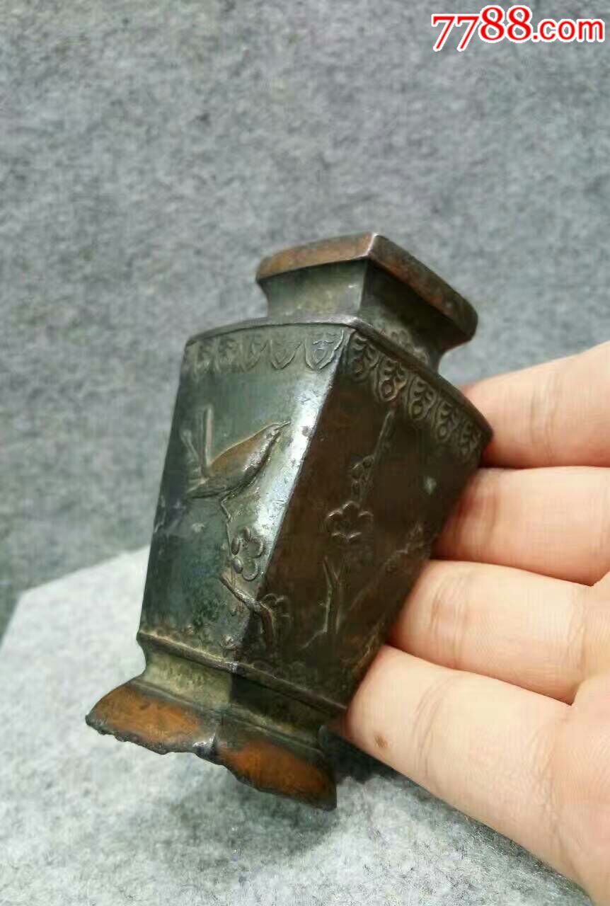 清代铜花瓶包老铜器_价格1800.