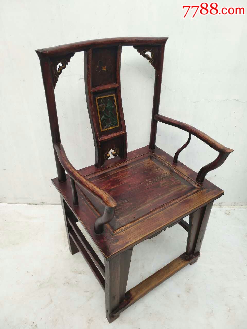 老榆木官帽椅子一对四出头老椅子古董家具太师椅靠背椅扶手椅