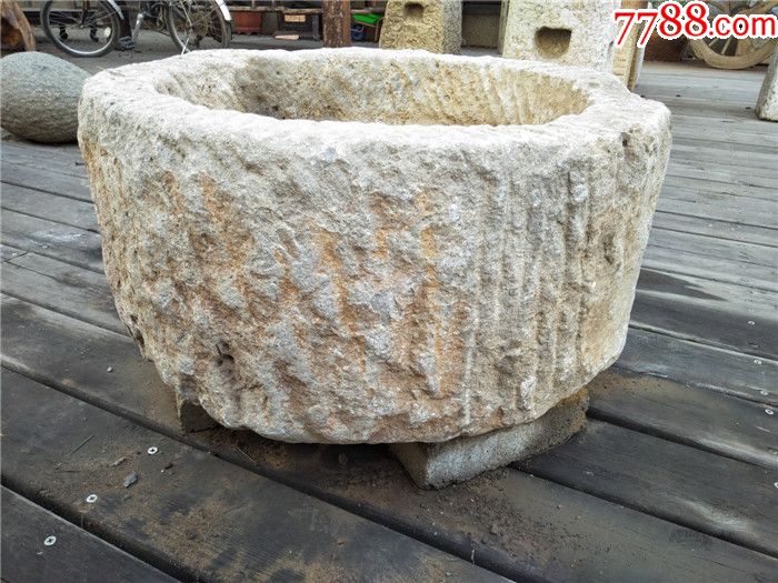 明清老石器,石盆,石花盆,老石养鱼盆