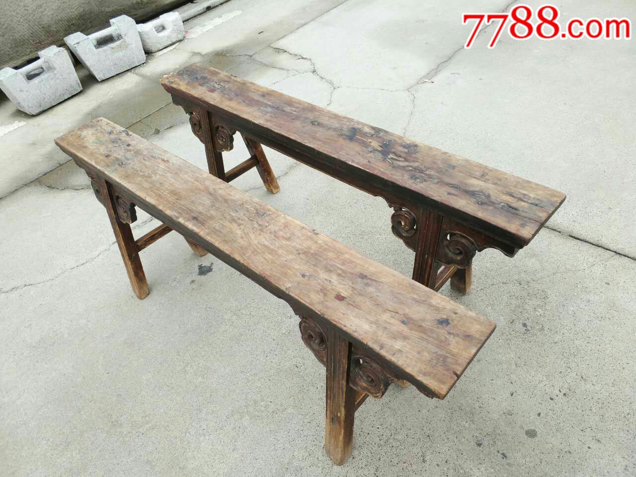 清代果木条凳一对明清古典家具