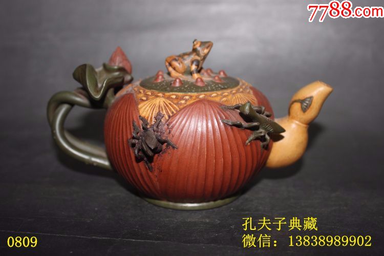 原矿老段泥段砂老紫砂壶全手工青蛙莲子壶花壶蒋蓉款老紫砂壶