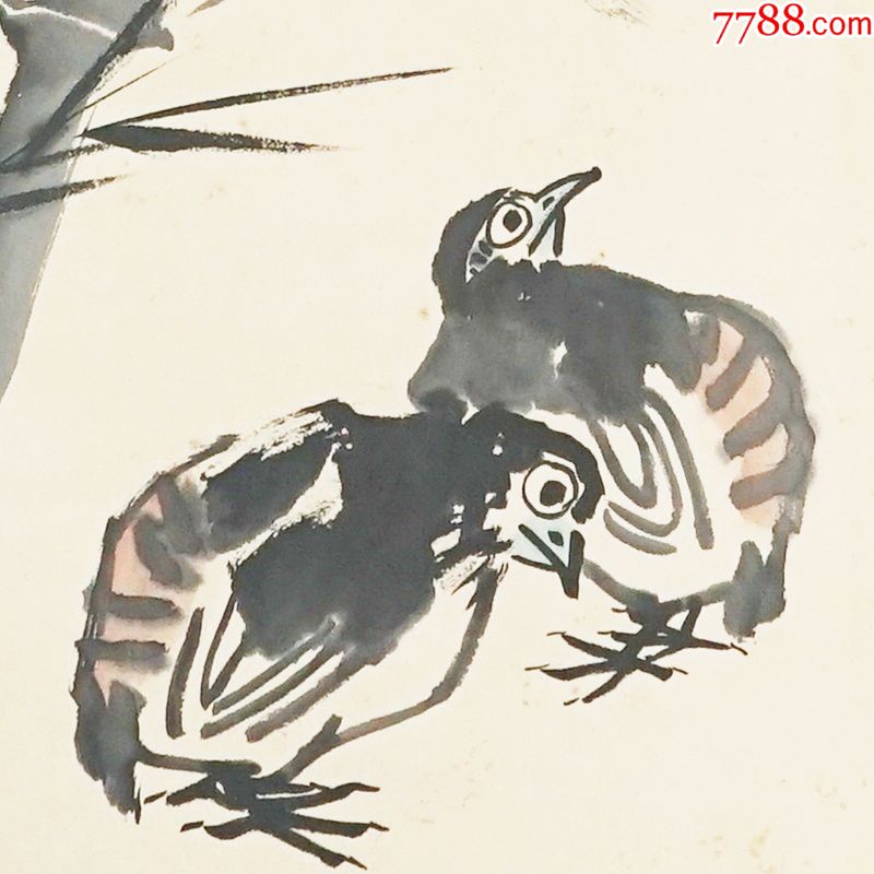 鹌鹑李苦禅中堂画真手工绘国画风景山水人物名人字画装饰画