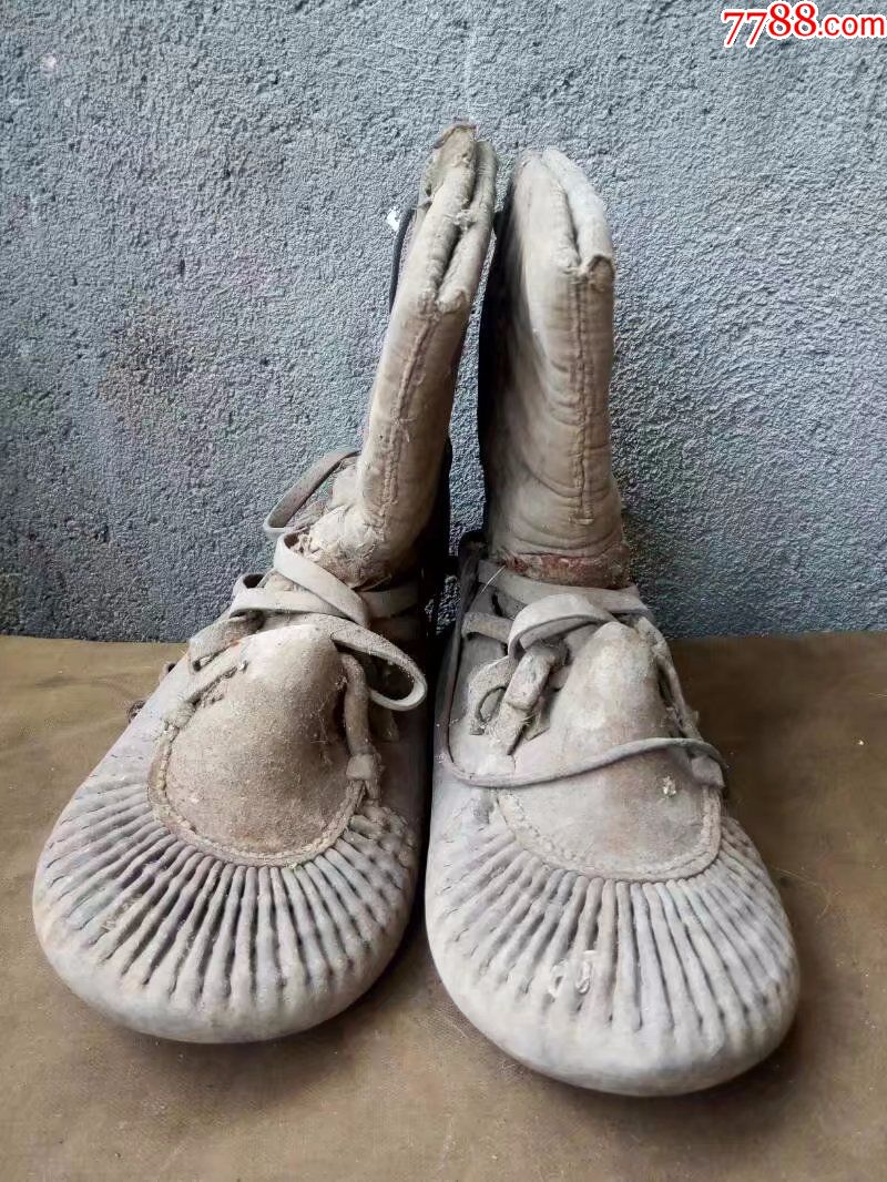 东北老抗联战士穿的皮乌拉鞋,老鞋,老民俗