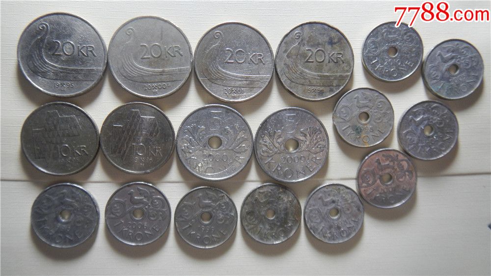 挪威丹麦硬币一起180克朗