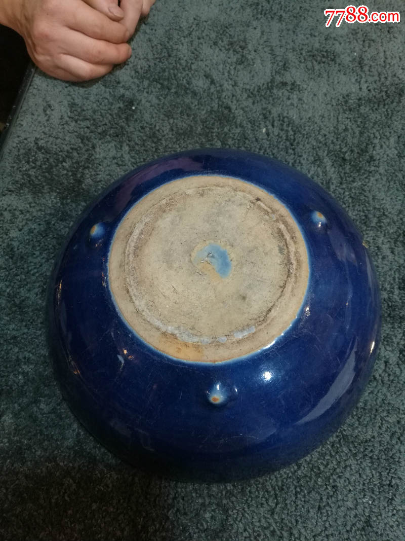 清代霁蓝釉水盂包老古玩瓷器老货古董摆件旧货收藏