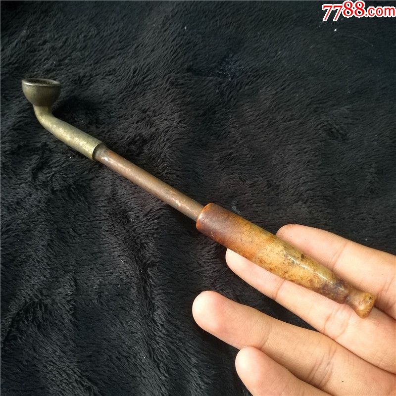 老烟杆老物件一套民国黄铜烟锅老玉烟嘴铜烟杆老烟袋烟锯具烟枪