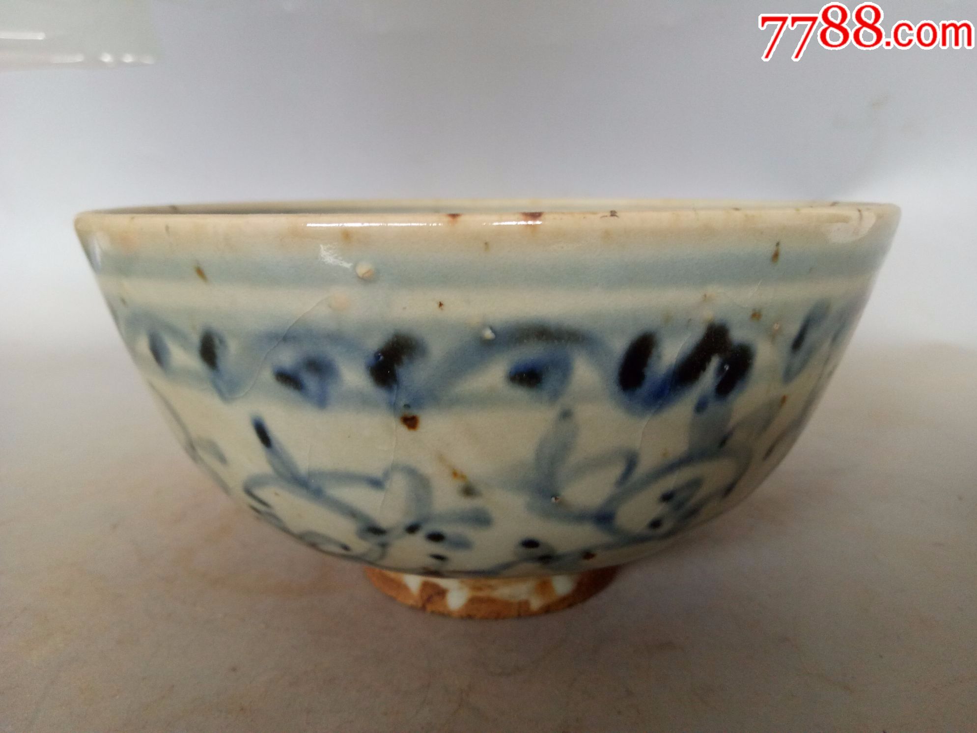 一件乡下收的宋代青花花卉瓷碗(富贵长命)