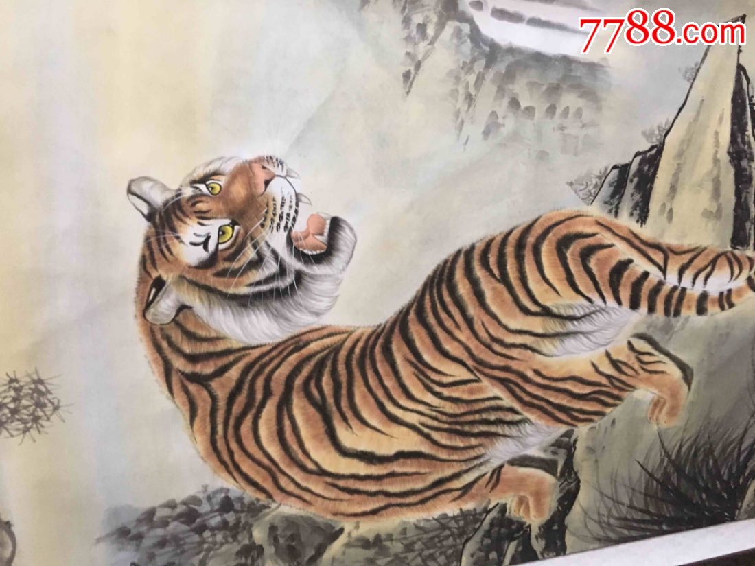 猛虎上山图,花鸟国画原作,畜兽画原画,工笔重彩画法,21世纪10年代