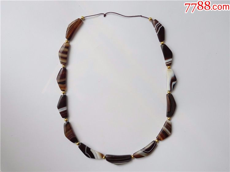 m7827西亚牛头型缠丝玛瑙珠项链
