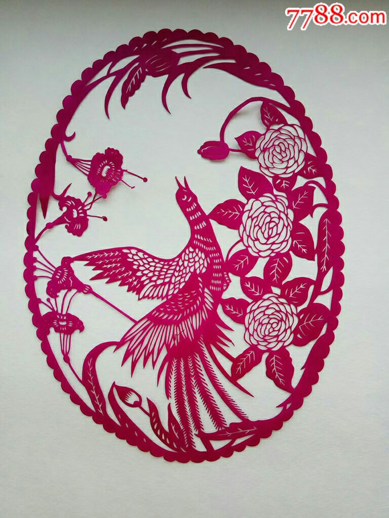 《大花鸟》8幅作品高度23厘米_剪纸/窗花_天和剪纸