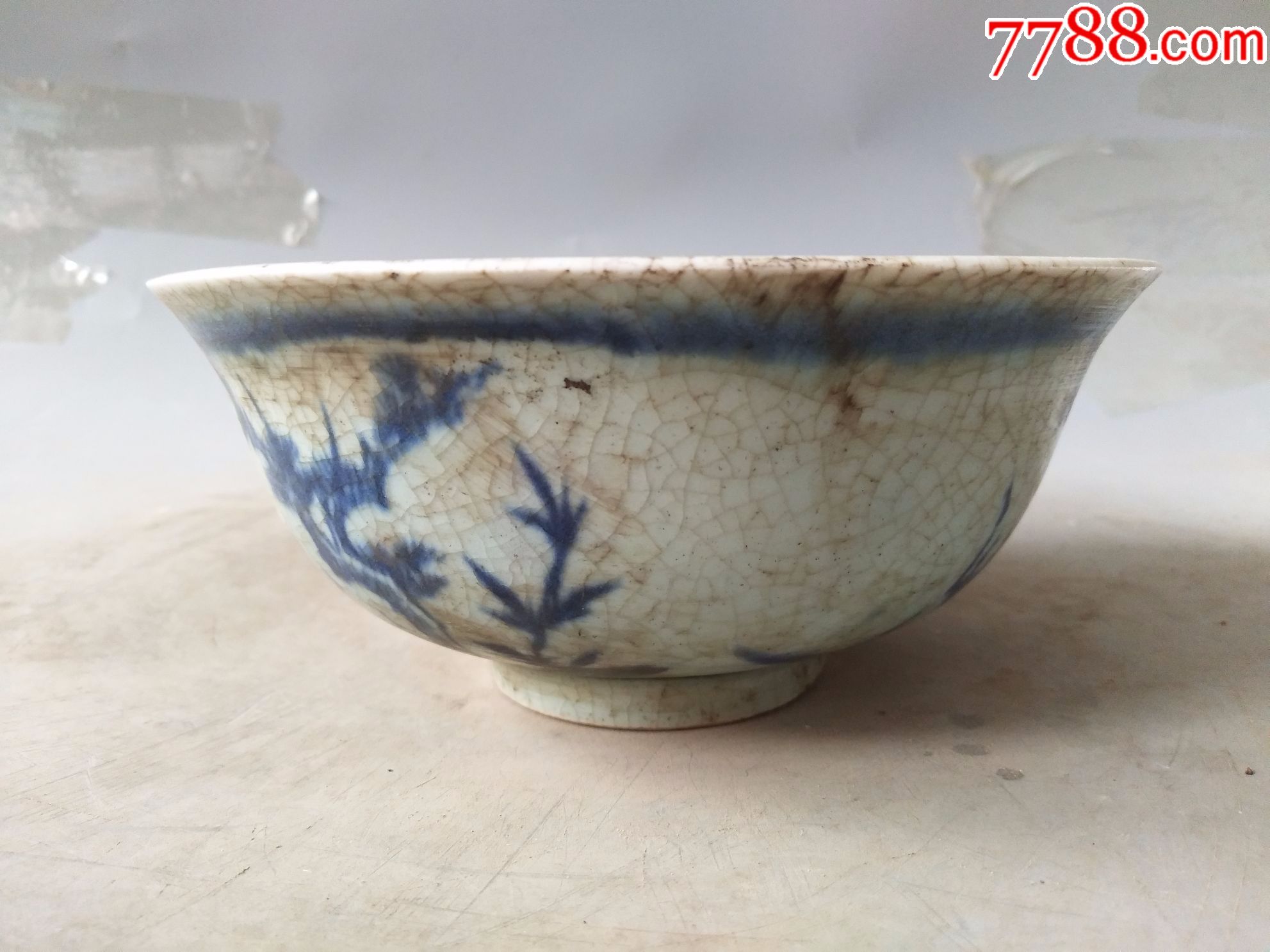 一件乡下收的明代青花人物瓷碗