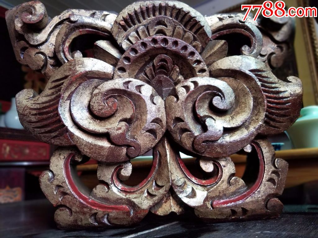 清代双面工雕刻蝴蝶状花板-木雕花板-7788收藏__收藏热线