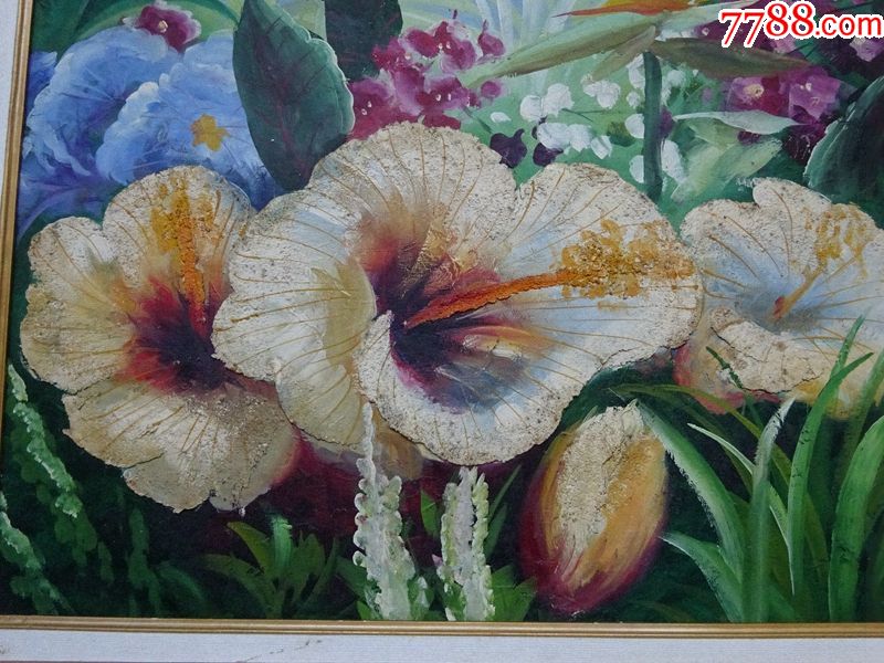 手绘油画作品《牵牛花》