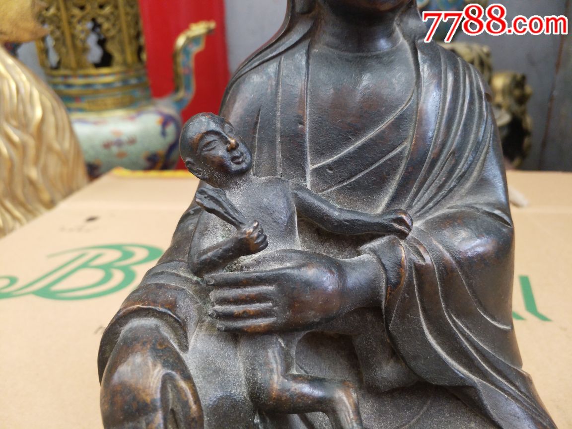 紫铜坐像送子观音菩萨佛像-se53849100-铜像/铜佛像-零售-7788收藏