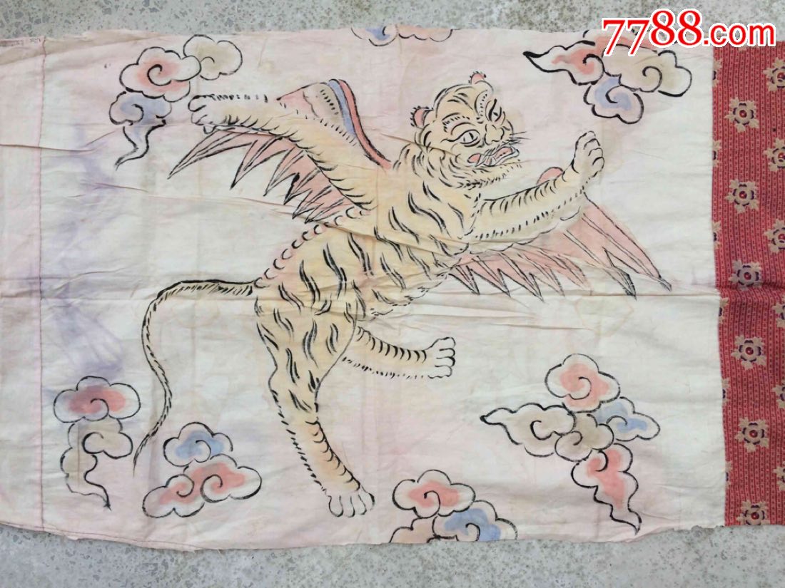 民国彩绘如虎添翼布画