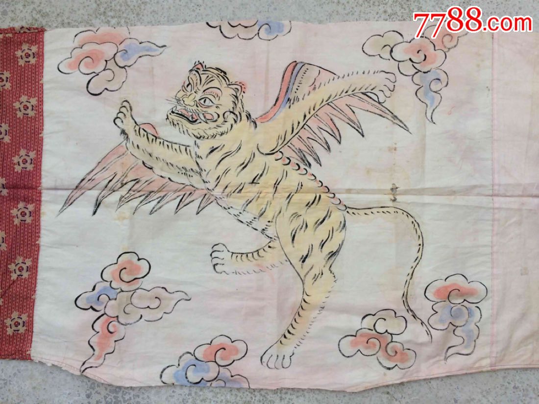 民国彩绘如虎添翼布画