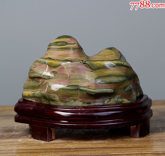 奇石头矿物晶体原石观赏石图案石玉带石青花彩石原石摆件01