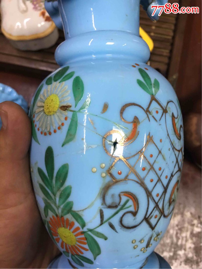 晚清琉璃花瓶一对