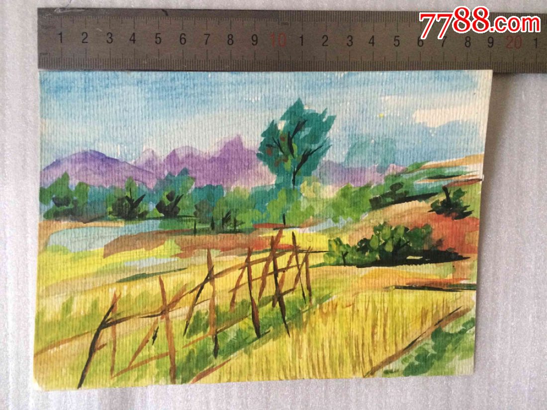 田园风光水彩作品