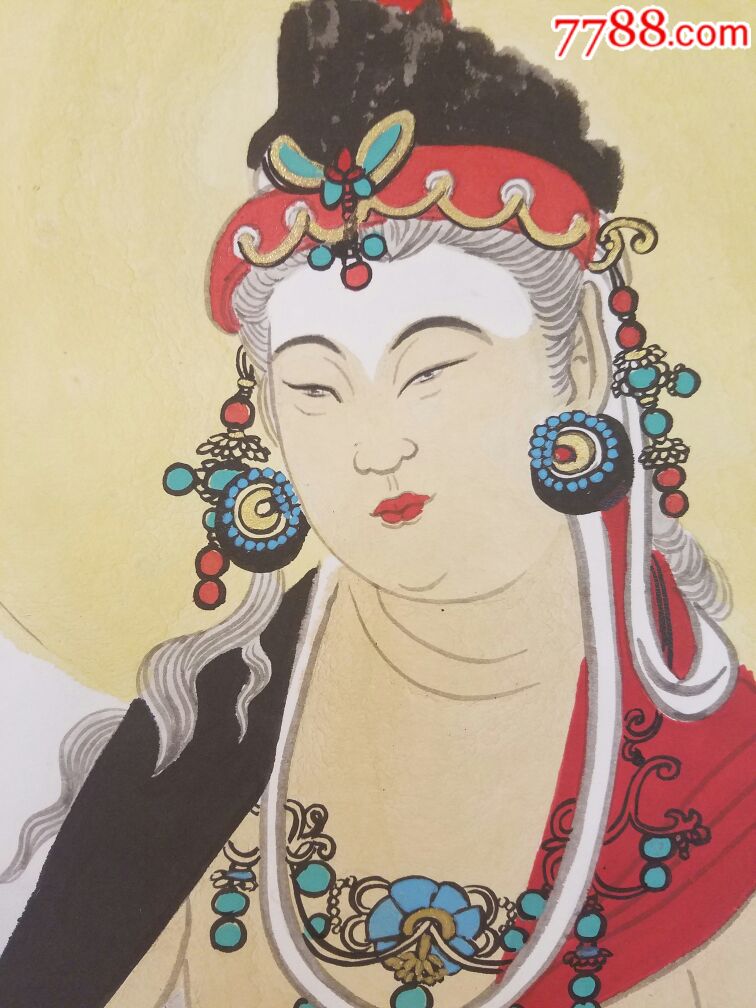 佛像菩萨像壁画敦煌石窟造像重彩国画水墨