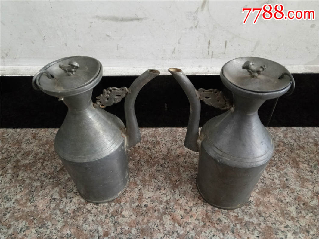 698#民俗婚庆用品锡酒壶锡器酒具老物件(一对320元