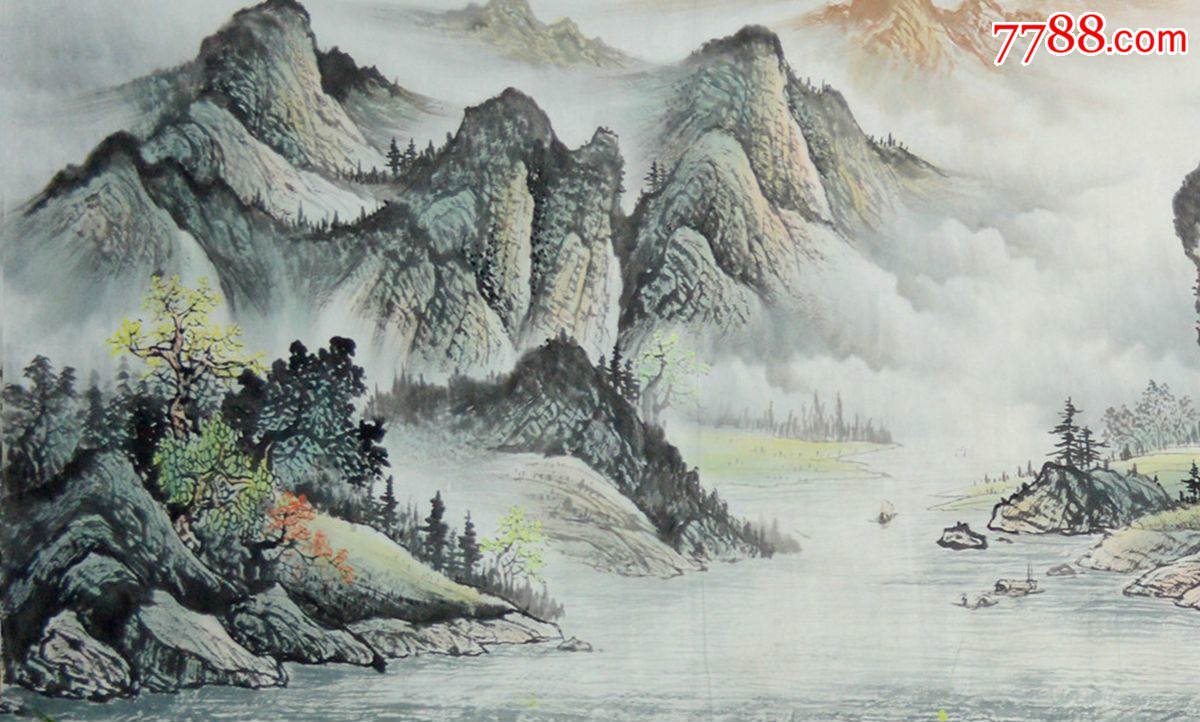 小丈二国画山水画作品《锦绣山河》