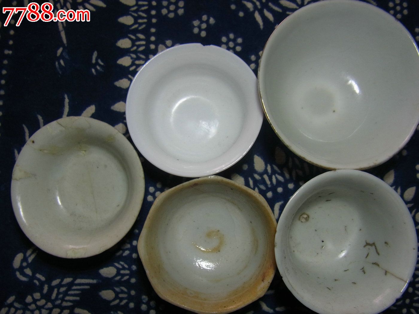 处理瓷器标本清末民国酒盅酒杯5只一组