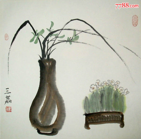 瓶里插花_花鸟国画原作_北京翰辰轩画廊【7788收藏__收藏热线】