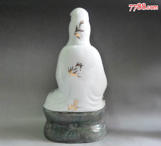 景德镇雕塑瓷厂/居家摆件/收藏/海水纹观音座莲台【怀旧时光古玩店】