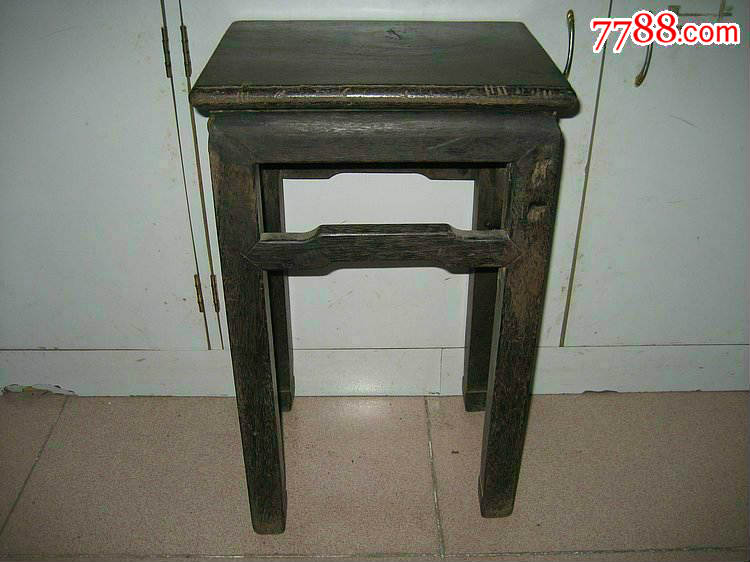 万泉收藏/民国铁力木家具老凳子一张/保真/古玩爱好古董收藏018