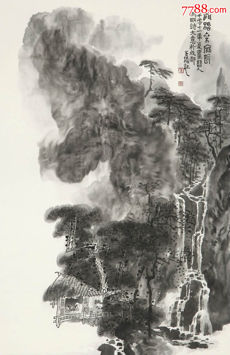 著名山水画大师叶瑞坤水墨山水画原画2