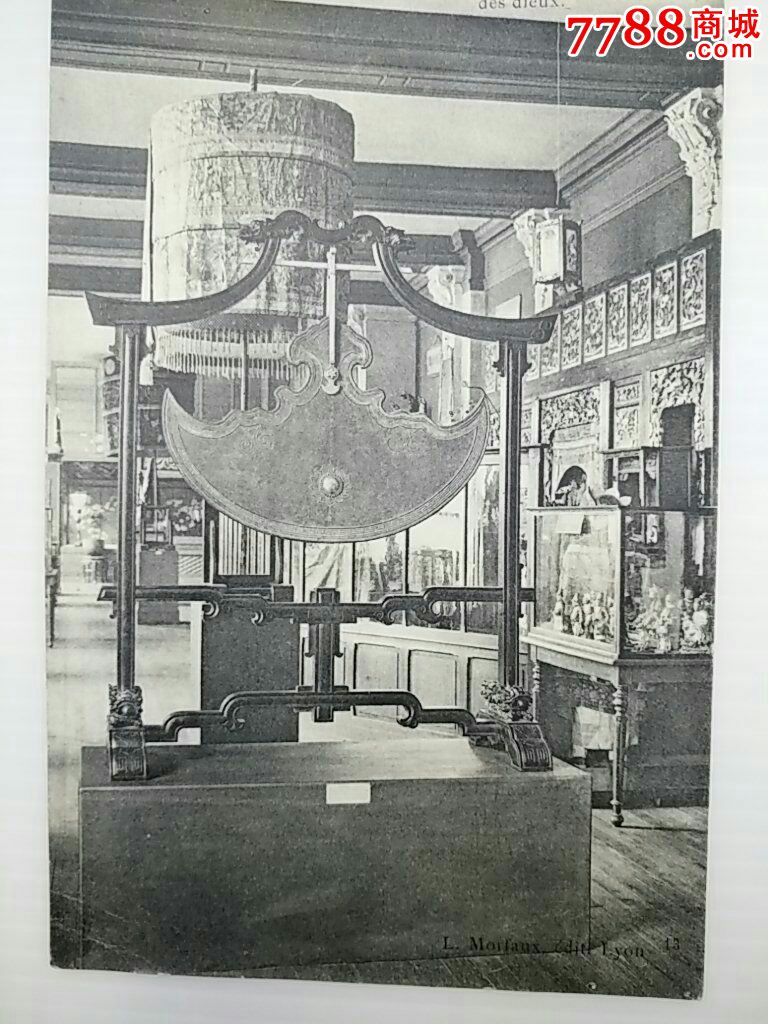 1916年福建厦门鼓浪屿兴贤宫内景老照片,销1916年实寄