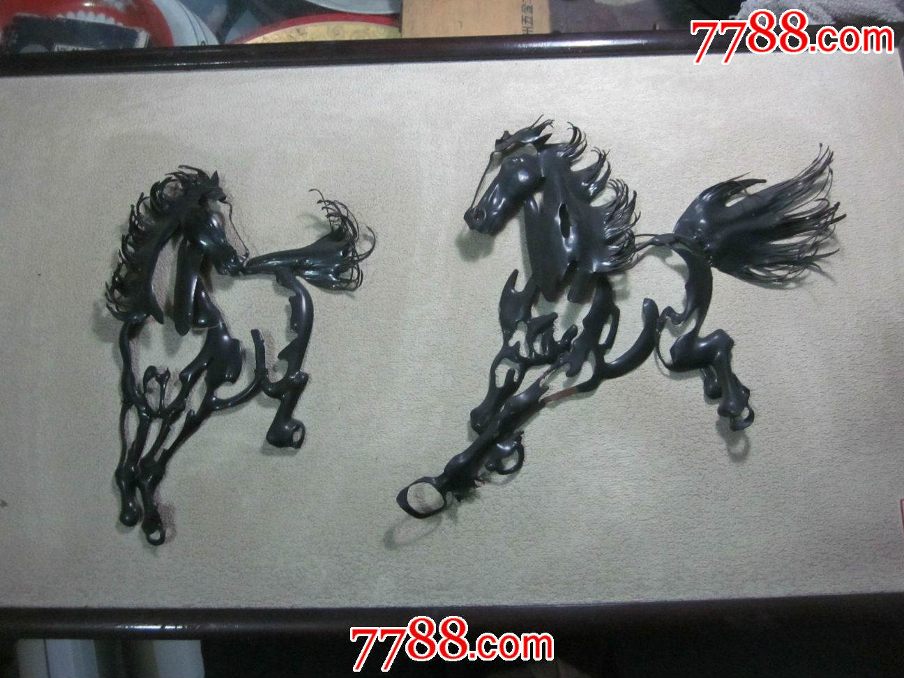 80年代芜湖铁艺画《奔马》60*34cm