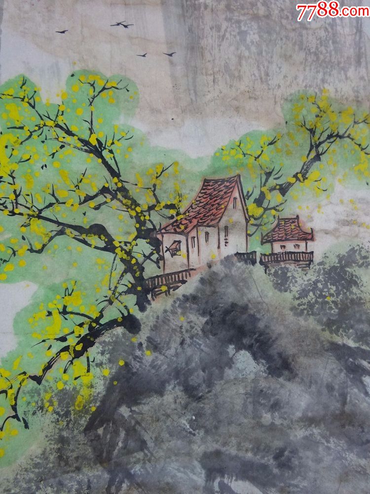 名人书画作品---张桂清(江南春雨)国画【保真】