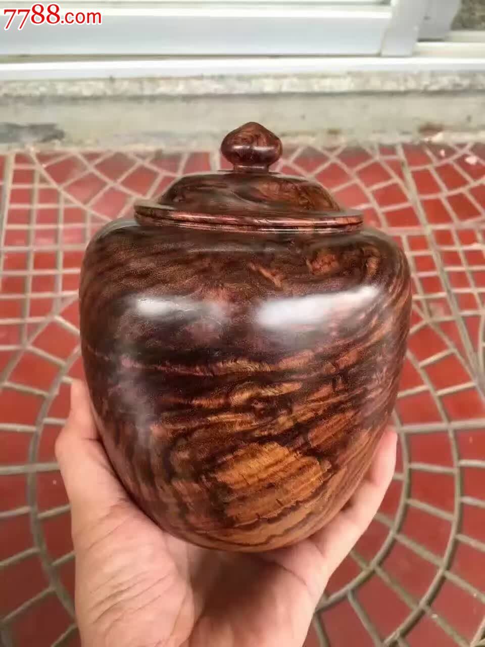 越南花梨精品茶叶罐口图片