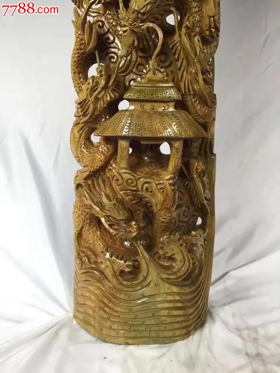 新款绿檀大九龙摆件